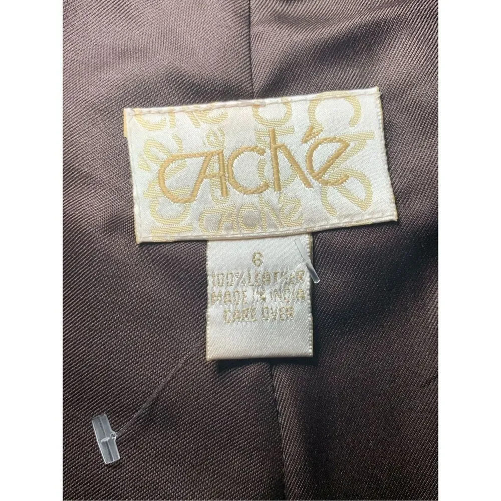 Caché Y2K 100% Brown Leather Straight Leg Pants - Picture 7 of 11